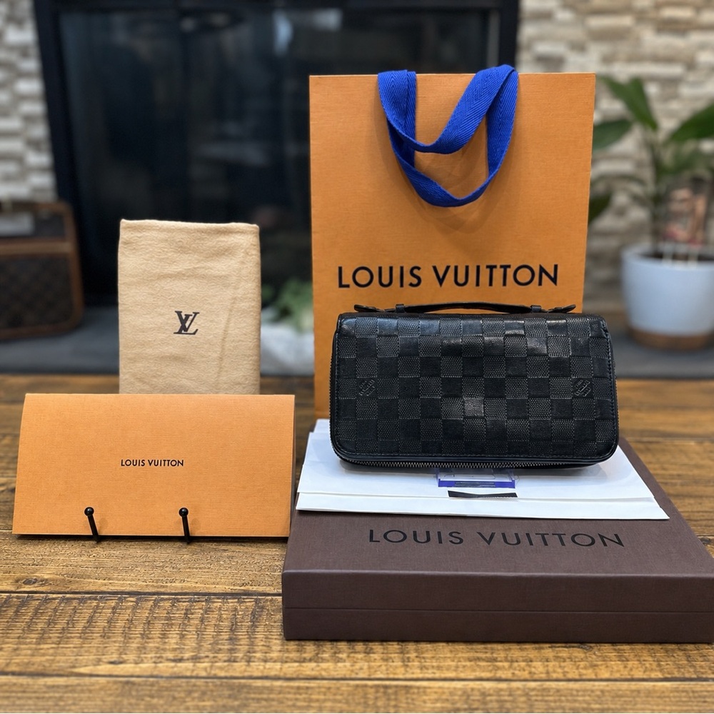 Louis Vuitton Damier Infini Zippy Organizer Wallet Black Full Inclusion Set COA
